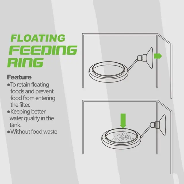 448B Fish Feeding Ring Safe Floating Feeder Circle with Suction Cup for Guppy Betta Easy to Install Black Square / Round 2