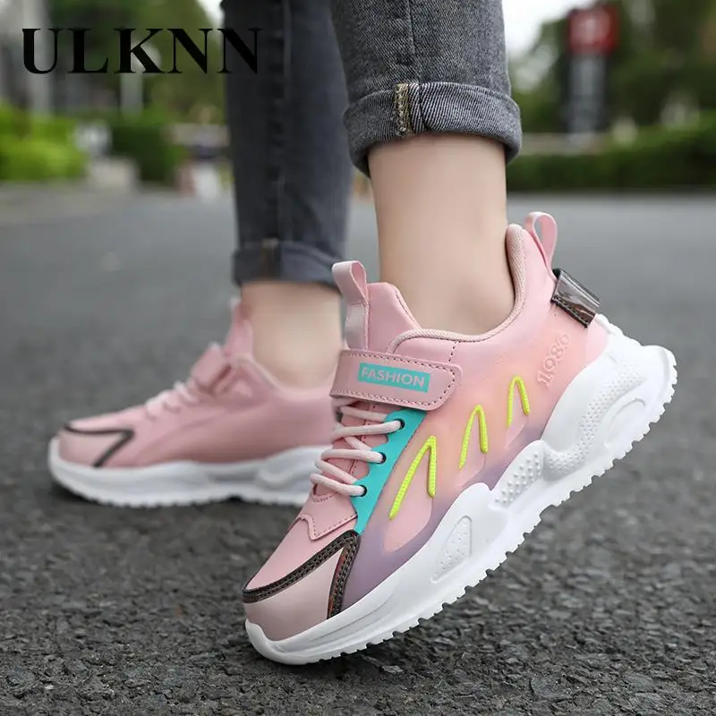 ULKNN Girls Princess Shoes Autumn/winter New Leather Girl Elementary School Sports Shoes Children's Casual Trend
