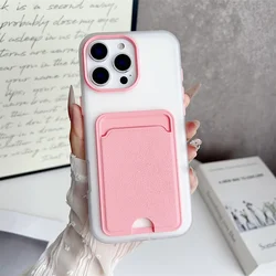 Luxury 3 - in - 1 Leather Card Holder Phone Case with Wallet Pocket & Shockproof Back Cover - iPhone 15 (Pink)