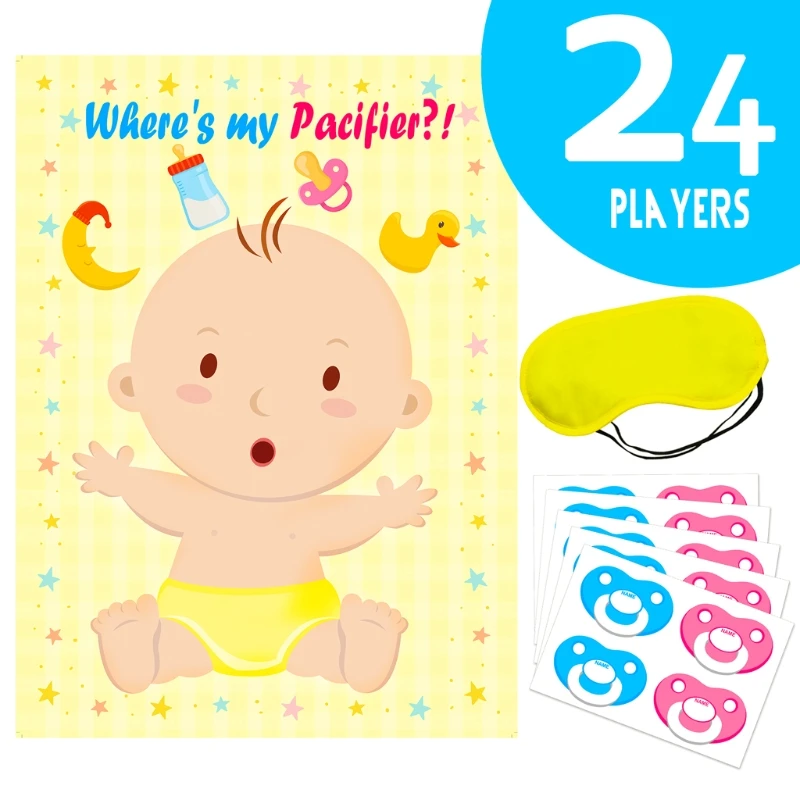 

Pin The Pacifier On The Baby Shower Games Large Poster Pacifier Stickers