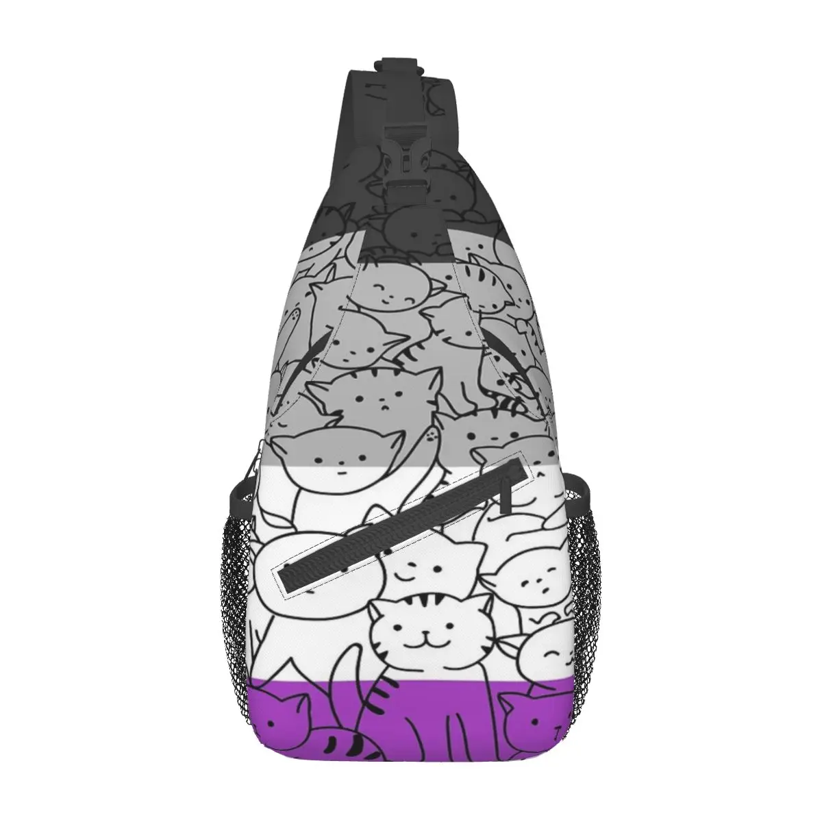 

Asexual Ace Cat Pride Flag Chest Bag Retro Durable School Nice gift Multi-Style