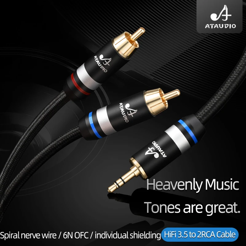 Premium Audio Y Splitter Cable - 3.5mm to Dual RCA Male Adapter