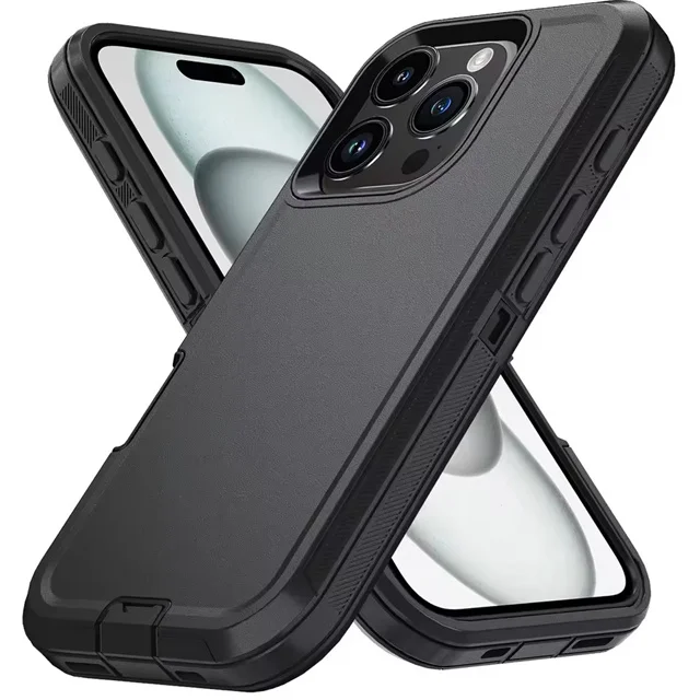 Shockproof Armor Defender Phone Case with Stand – Hard PC + TPU Protective Cover