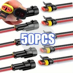 Durable Waterproof 2 - Pin Connector Kit for Automotive and Marine Use (50PCS - 25pair)