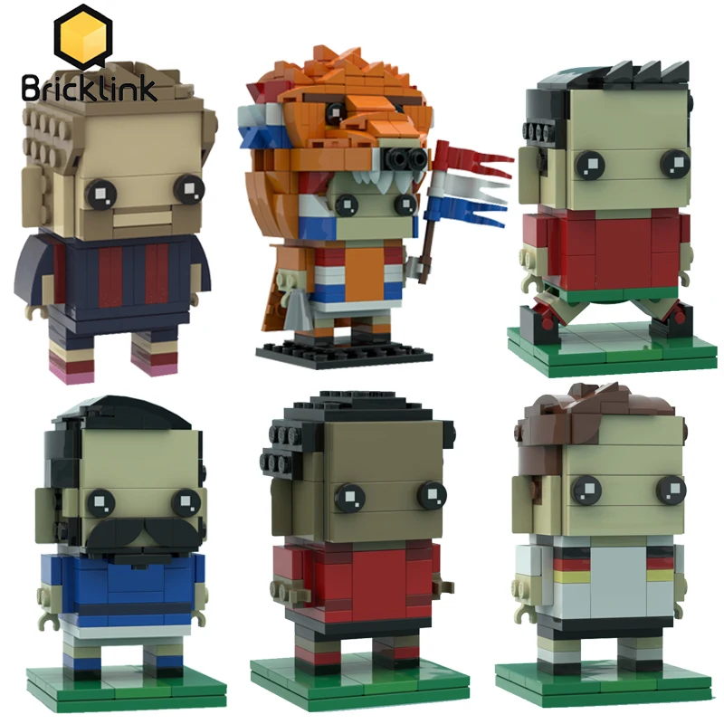 Bricklink Idea Moc World Football Star Action Figures Messi Ronaldo Brickheadz Giocatori Europei Set Da Calcio Building Blocks Toys