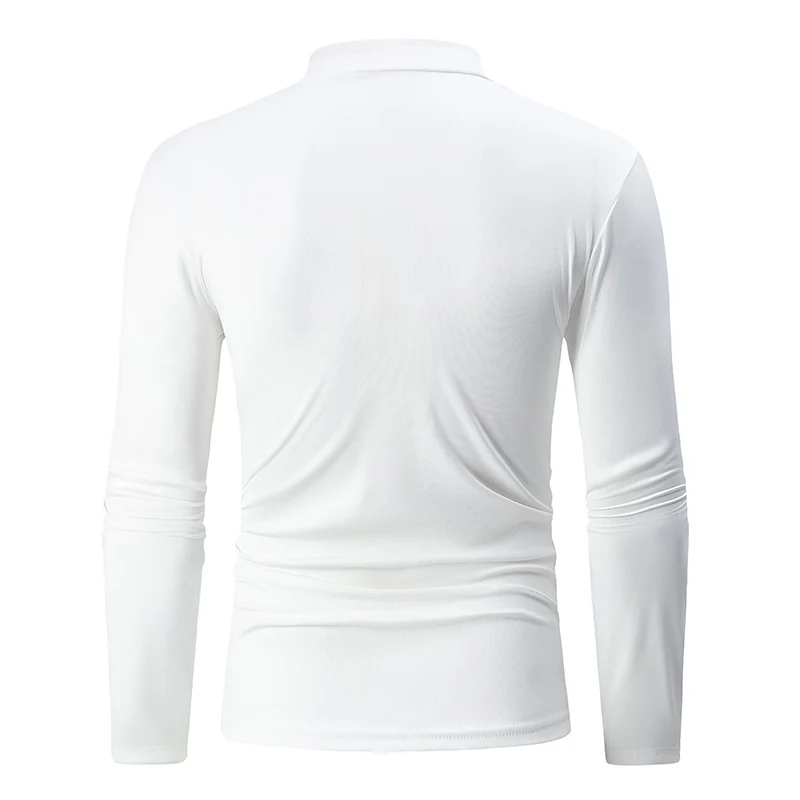 Autumn Men White Basic Bottoming Small Turtleneck Shirt Casual Long Sleeve T-shirt Teenagers Warm