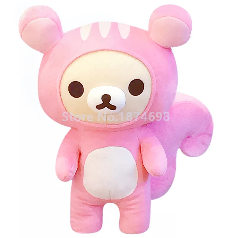 New Cute Rilakkuma Korilakkuma Bear Cos Pink Squirrel Large Plush Pillow Toy Doll 48cm Stuffed Animals Kids Children Gifts