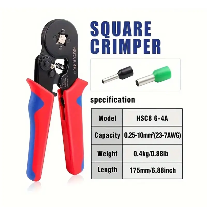 Crimper Plier HSC8 6-4 0.25-10mm ² 23-7AWG For Ferrule Tubular Terminals Ferrule Crimping Clamp Set Wire Head Electrician Tool image 2