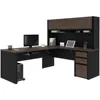 Connexion 72W L-Shaped Desk with Hutch and Pedestal in Antigua & Black 1