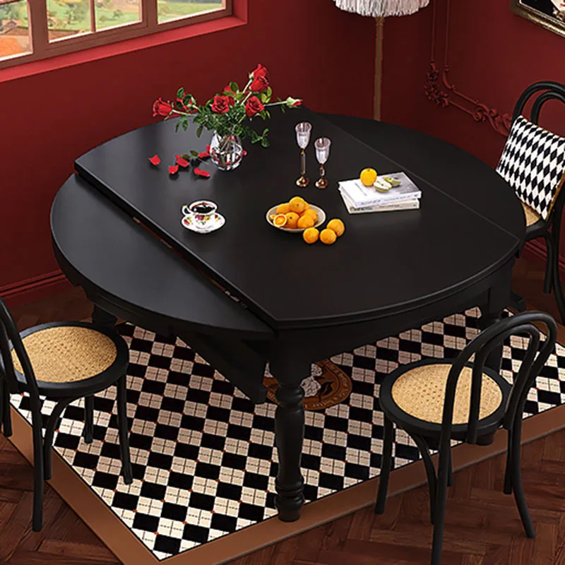 

Extendable Luxury Dining Table Black Vintage Multifunction Design Dining Table Tiny House Restaurant Mesas De Jantar Furniture