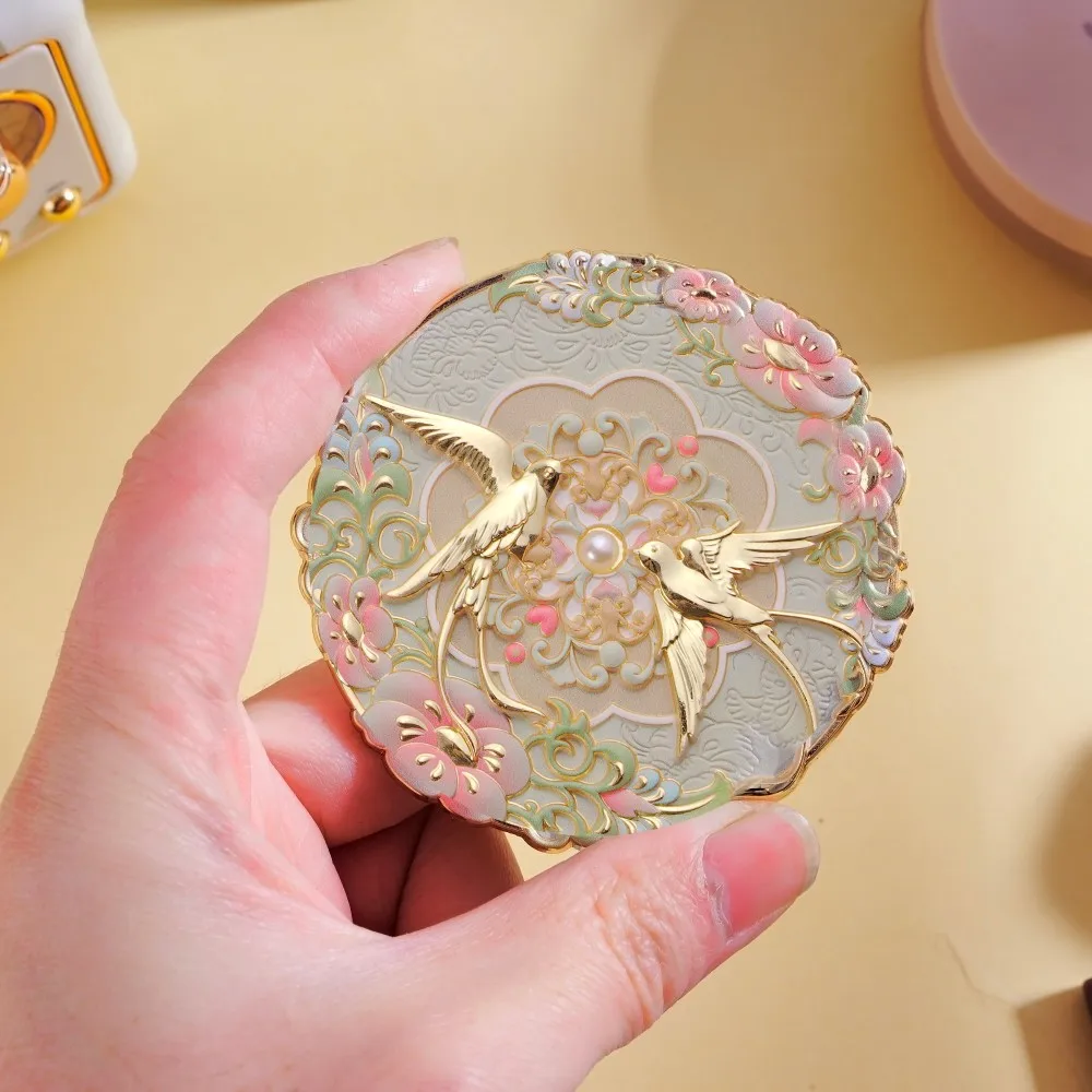 Mirror Peony Delicate Flower Mini Mirror Cosmetic Tools Portable Pocket Make-up Vintage Chinese Style