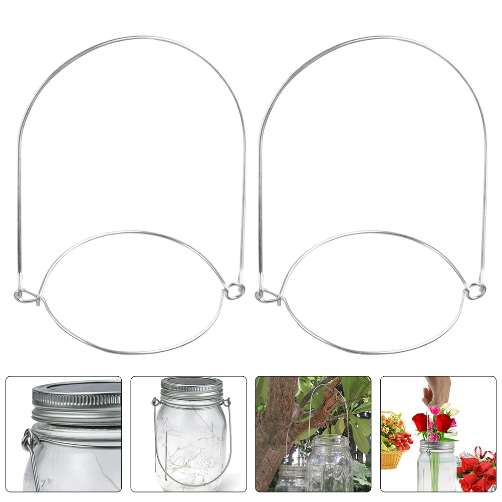 

6 Pcs Hooks Mason Jar Handle Handles Stainless Steel Tank Accessories Wide Mouth Canning Lids Jars Hanging Universal