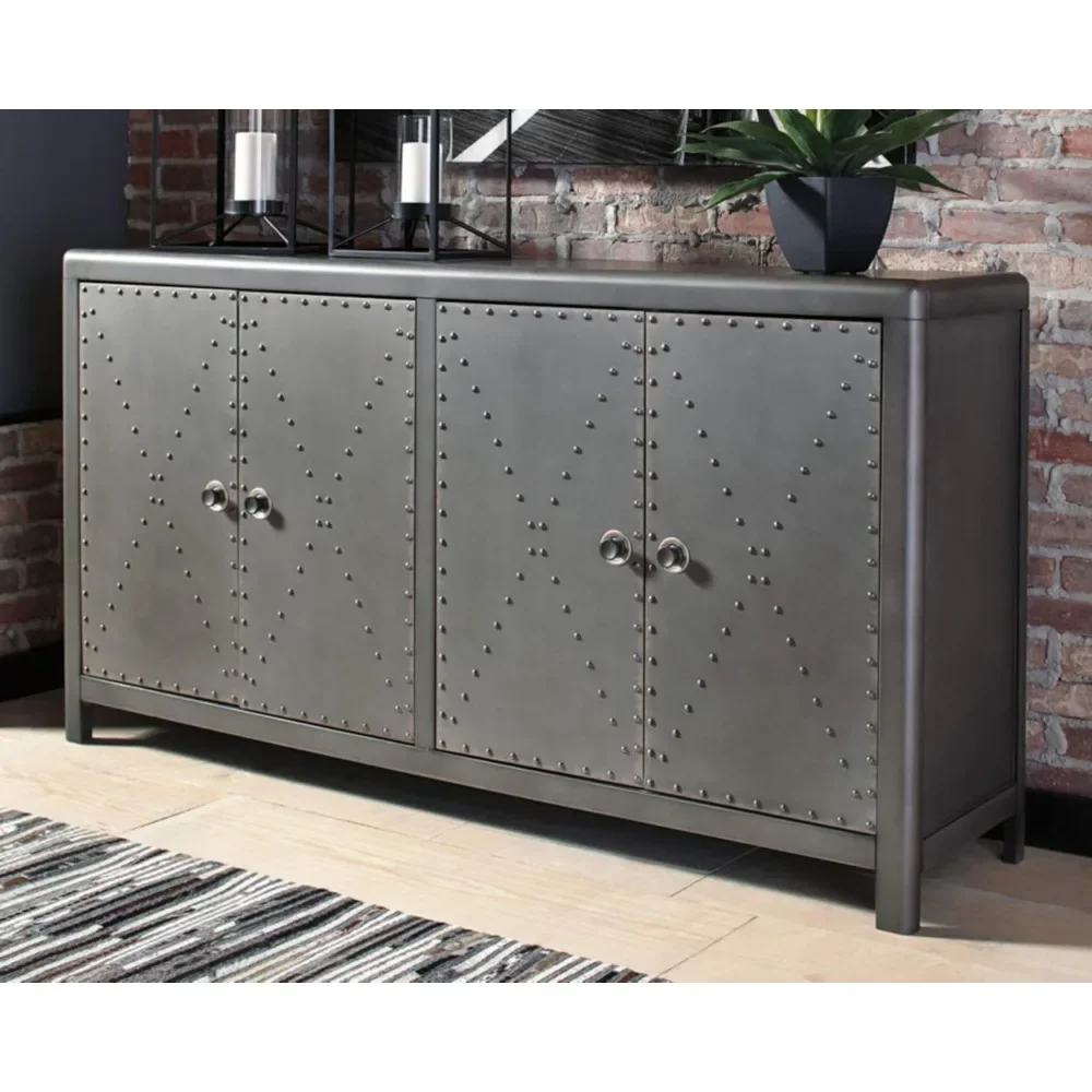 

Industrial Accent Cabinet or TV Stand Tv Stand Living Room Furniture Gray freight Free