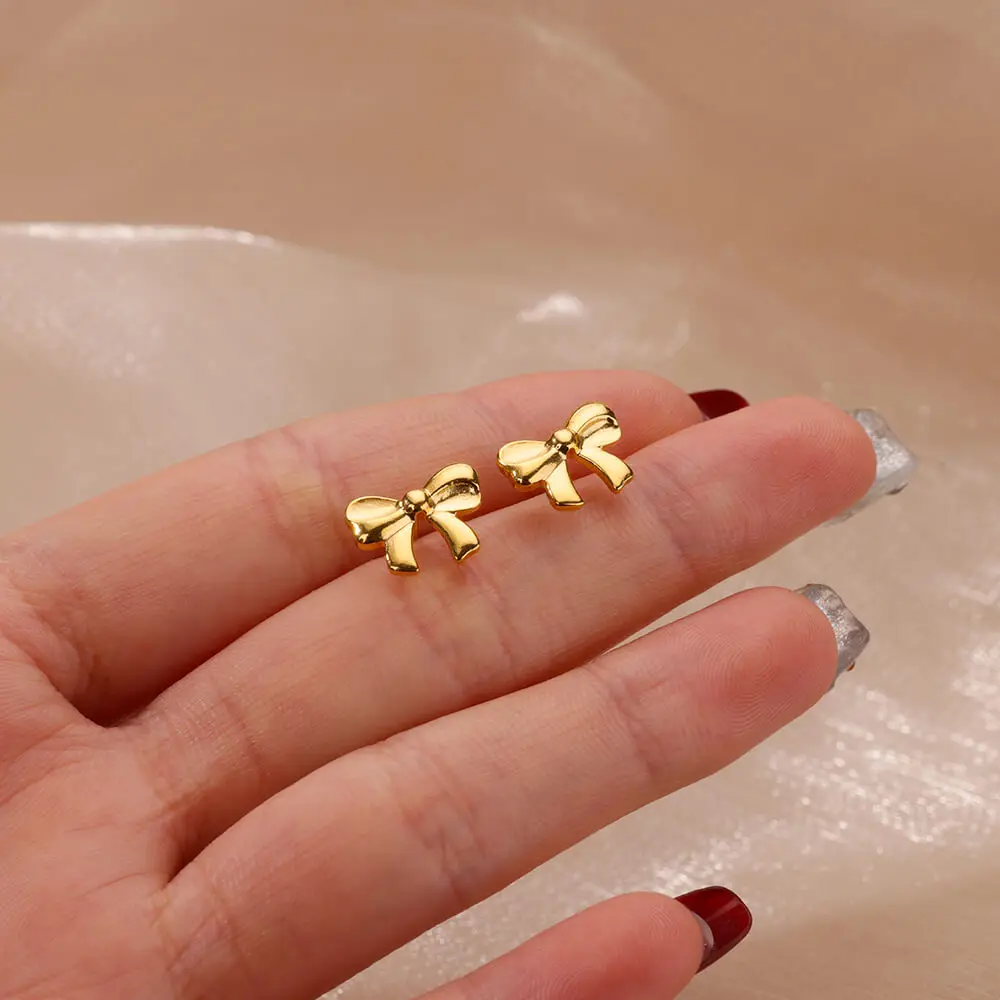 Tiny Butterfly Stud Earrings For Women Stainless Steel