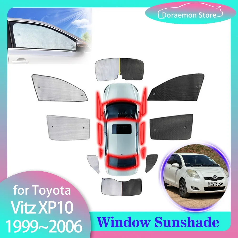 Защита от солнца для Toyota Vitz XP10 RS Echo Yaris TS 5-door 1999 ~ 2006,2000 2001 2002 2003 2004 2005 коврик для окон, чехол на лобовое стекло, аксессуары для занавески