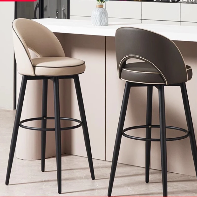 Home Rotating High Stool Island Table Dining Chair Bar Hotel Front Desk Light Luxury Backrest Bar Chair Nordic Table Luxury