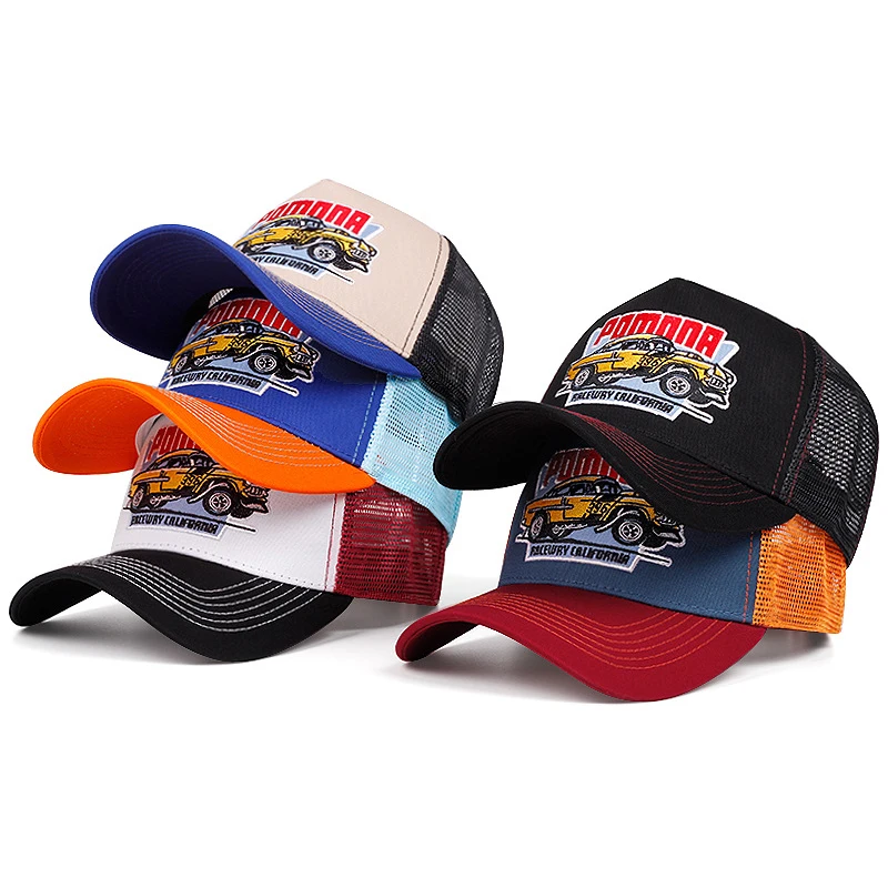 2025 nuevo sombrero de malla personalizado POMNNA coche sombrero de camión para hombres baile callejero gorro de Hip Hop mujer vida diaria sombrilla sombrero de béisbol