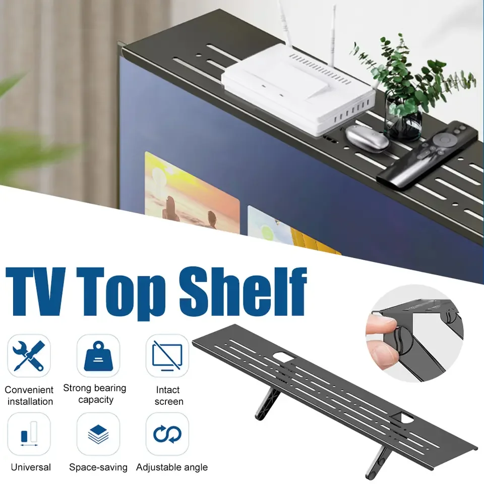 Estante Ajustable Para TV/Monitor – Soporte Superior Sin Perforar, Ángulo Regulable, ABS Resistente (Pantalla TV)