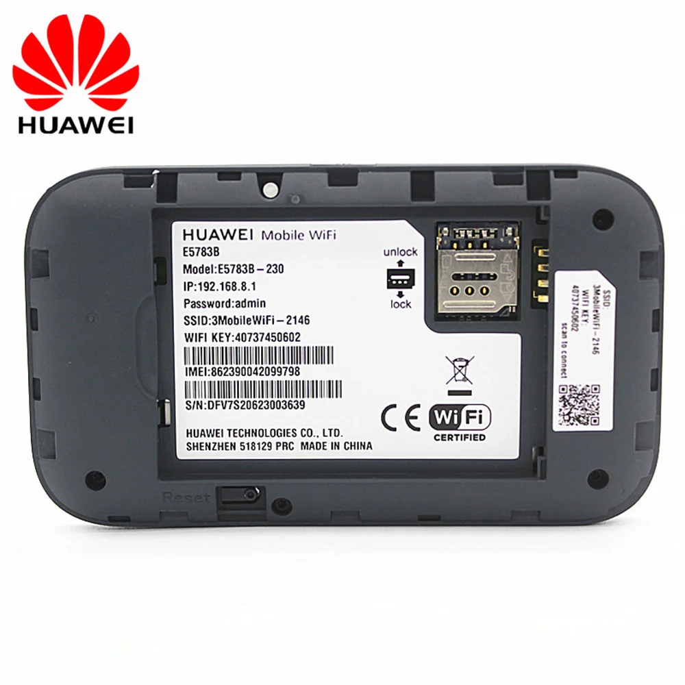 Unlocked Huawei e5783 E5783B-230 Travel WiFi Hotspot Superfast 4G LTE Cat6 300Mbps Black Wireless Router Mobile Hotspot