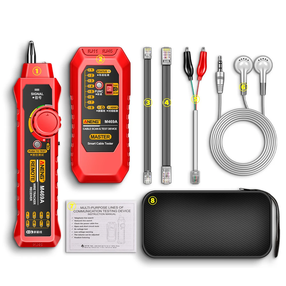 Network Cable Tester RJ11/RJ45 Multifunctional Line Finder Anti-interference Test Instrument Wire Tracer Ethernet Network Cable Collation Tester
