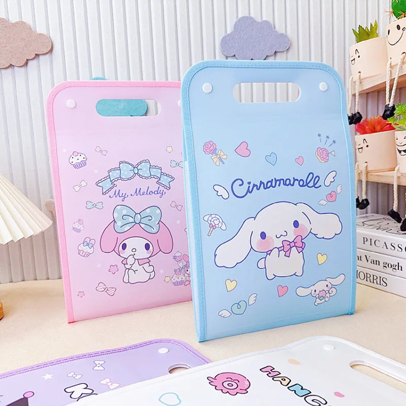 Sanrio Cartoon Stationery Kuromi Melody Laurel Dog A4 Waterproof Test Paper Folder Storage Bag 13 Layer Organ Bag For Students File Folder Transparent Folder