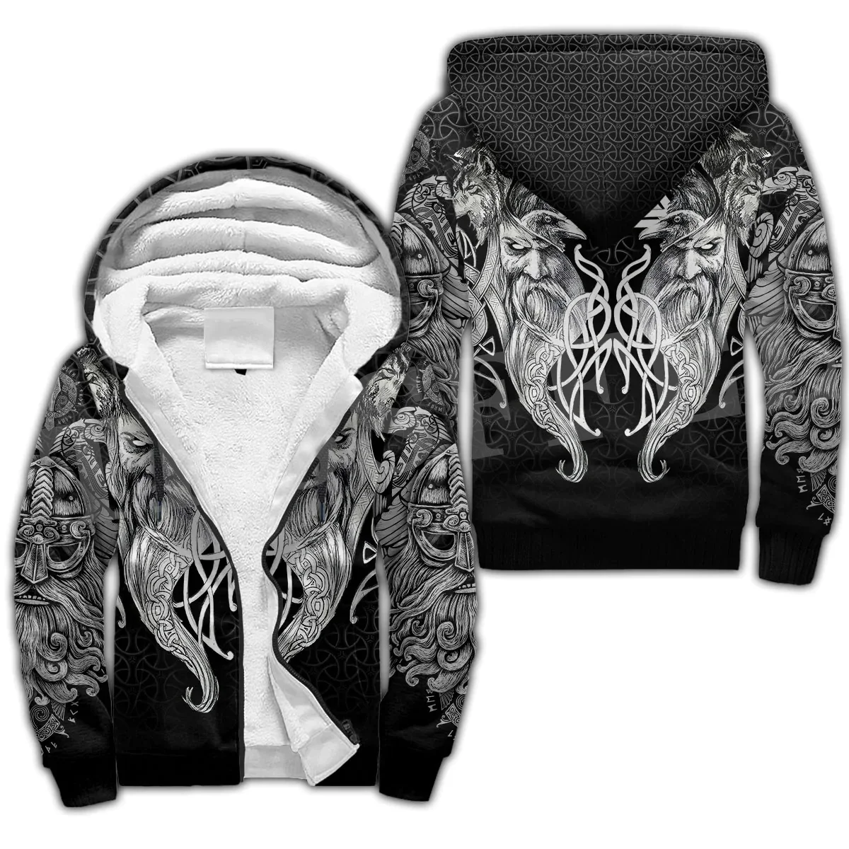 

Custom Name God Odin Tattoo Warrior Nordic Vintage Harajuku Winter Coat Tracksuit 3DPrint Warm Thicker Fleece Hoodies Overcoat 2