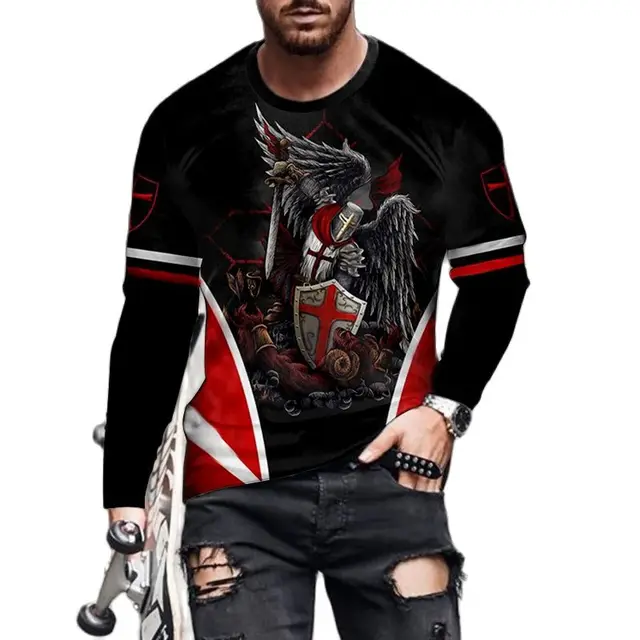 2022  Men'S T-Shirt Fashion King Printed Pattern Long Sleeve Round Neck Oversized Top Street Spring Personalized Clothes Shirt 10