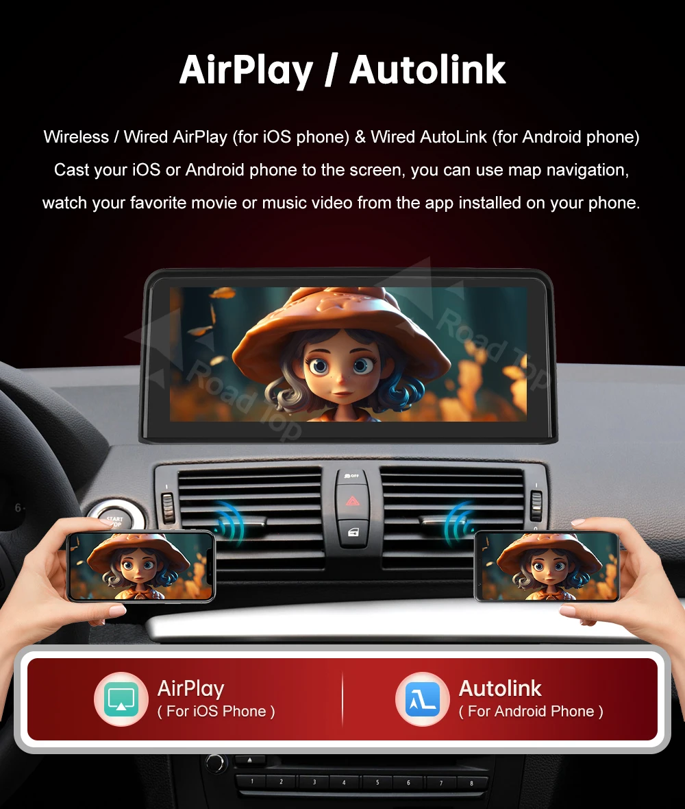 DE RoadTop CarPlay Android Auto Multimedia-Displaybildschirm für BMW 1er Serie E81 E82 E87 E88 2004-2012 Autolink Airplay – Detail 12