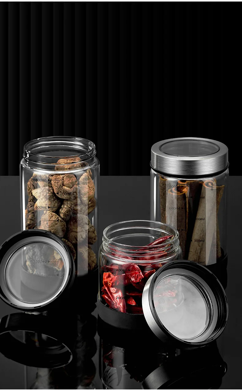 High Borosilicate Glass Storage Jar - Moisture-Proof Kitchen Sealed Container for Coffee Beans