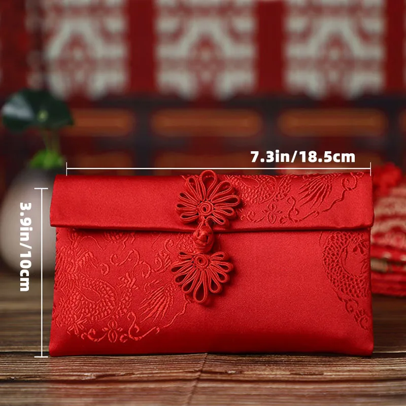 Dragon and Phoenix Red Packets Wedding Engagement Gift Money Bag Brocade Red Envelope Spring Festival New Year Gift 2025 CNY