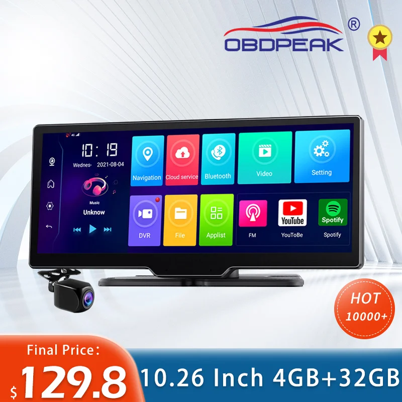 Q98s 10.26 Inch Car Rearview Mirror 4G Android DVR GPS WiFi Dash Camera 1080P Dual Lens Auto Recorder Navigation ADAS |