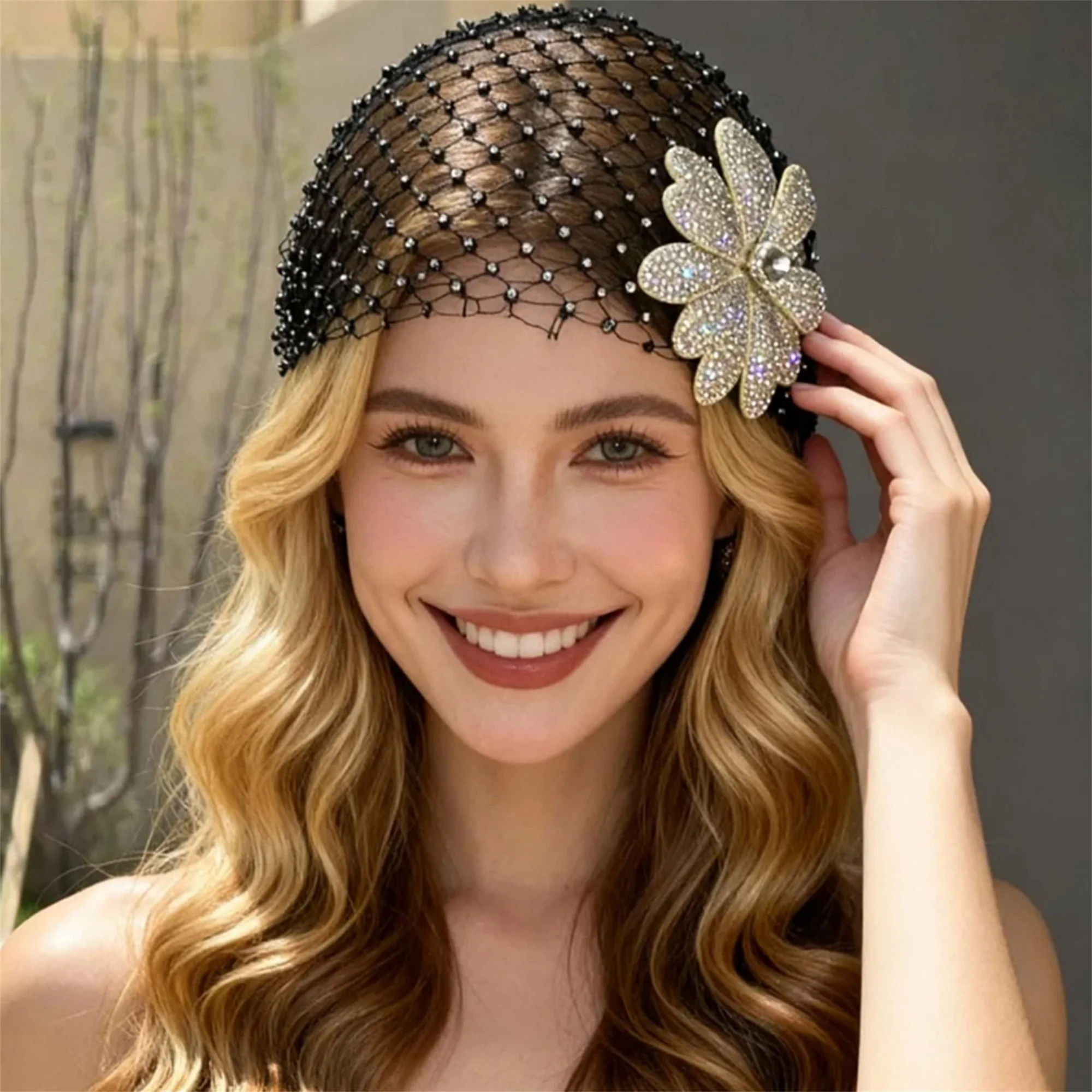 Elegant Crystal Embellished Headband with Tulle Veil for Bridal Hair Wedding Party Prom and Special Occasions