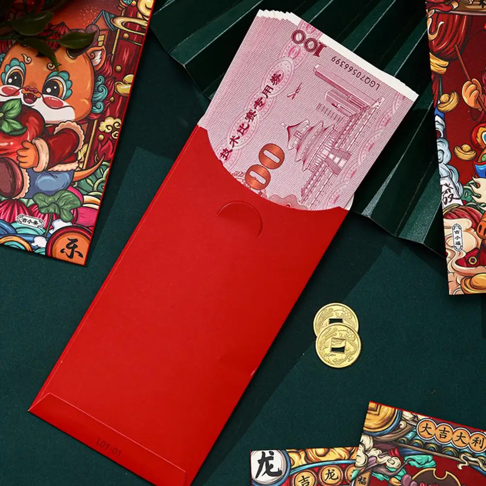 

Chinese Envelopes Vibrant Year of Dragon Packet Set 6pcs Thickened Cartoon Pattern Envelopes New Year Bag Chinese New Year