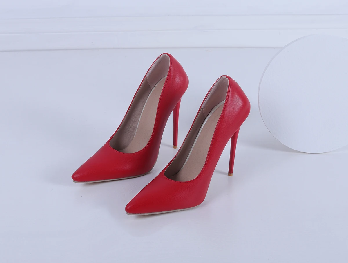 High Heels für Damen, Stiletto-Absätze für Partys, Brautschuhe, elegante Pumps mit spitzer Zehenpartie, Designer-Pumps im neuen Stil, Übergrößen 47, günstiger Ausverkauf, schwarze, rote, weiße Leder-High-Heels, matt, einfarbig – Detail 25