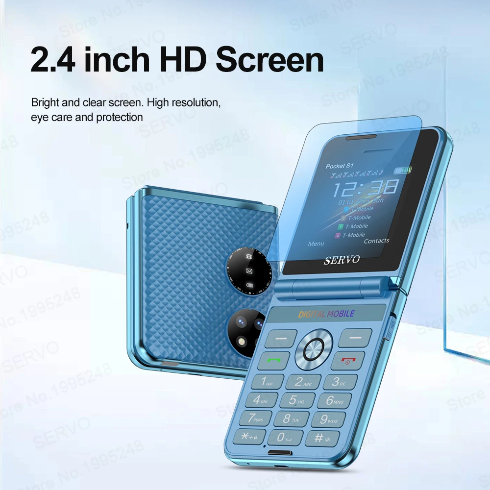 SERVO Pocket S1 4 SIM Card Fold Mobile Phones GSM Network Auto Call Record Flashlight Speed Dial Magic Voice Foldable Cellphones 3