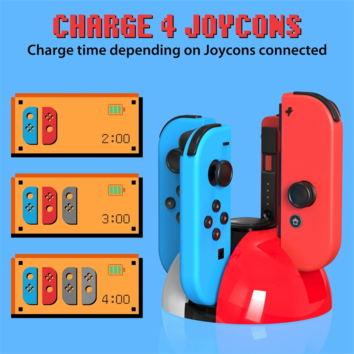 RISE For Switch Controller Charging Dock Base for Nintendo Switch Joyconand OLED Controller with USB-C Charging Cable