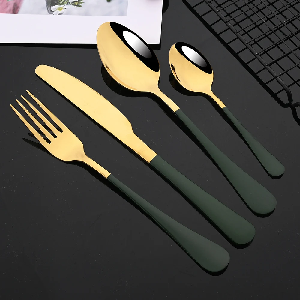 24Pcs ׸  Ź Ʈ η ƿ Į  ֹ  ũ  Ǭ ı Ȩ Flatware 丮 