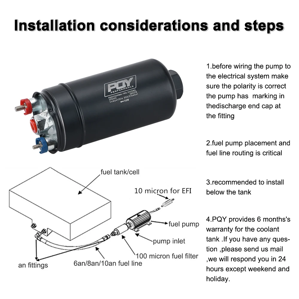 EFI 380LPH 1000HP External Fuel Pump E85 Compatible 044 Style AN10 Inlet AN8 Outlet With Check Valve fuel pump