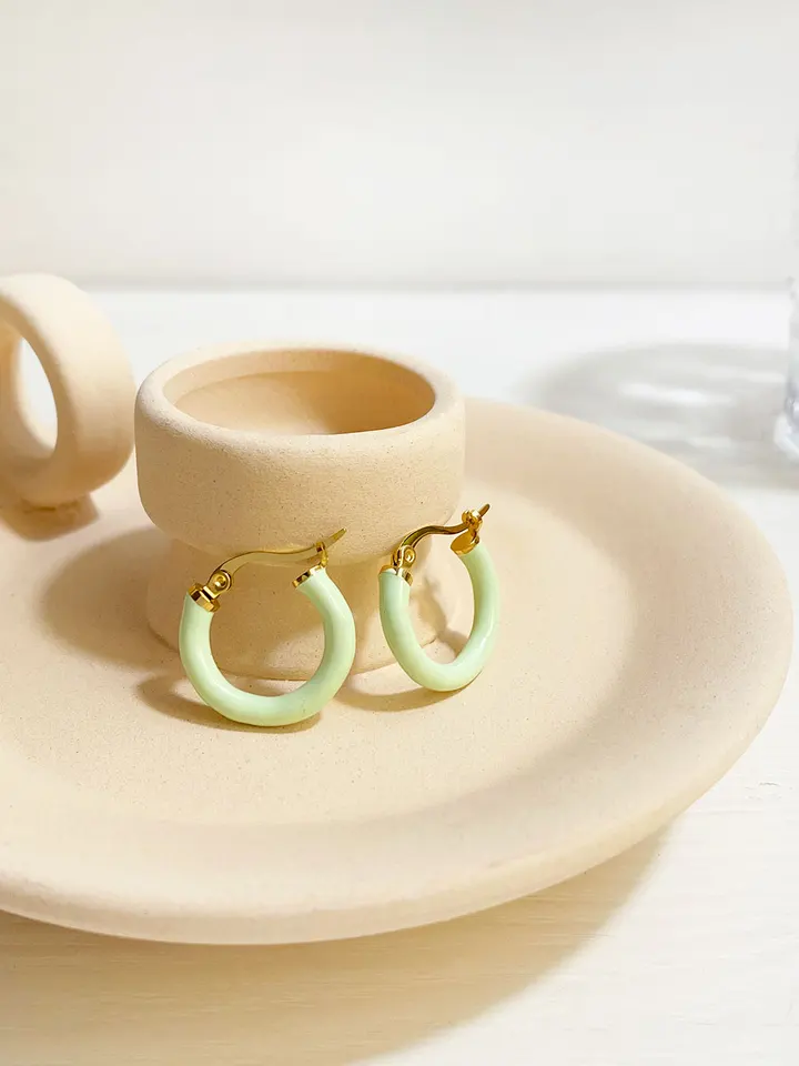 Orecchini A Cerchio MESOVOR - Placcati Oro 18K, Smaltati, 12 Colori, 22mm