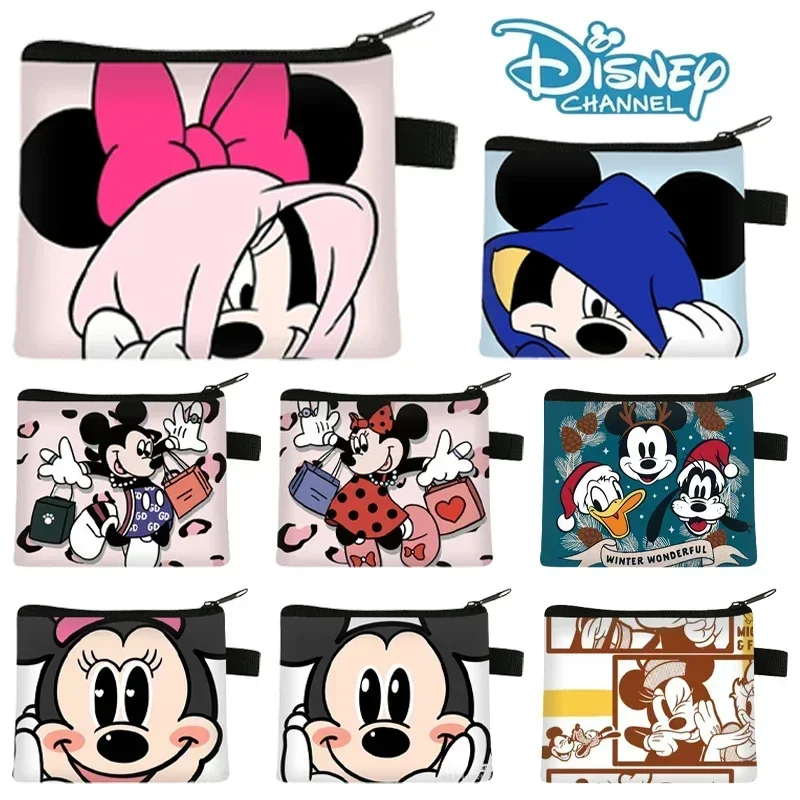 Disney Mickey Minnie Mouse Portamonete Cartoon Anime Card Key Auricolari Storage Bags Studente Bambini Portable Mini Zipper Pouch