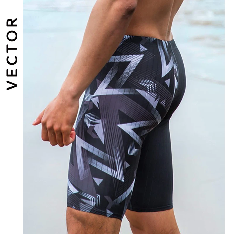Men Swimming Trunks Men&rsquo;s Lycra Jammer Fiber Swim Trunk Training Racing Sun Protection