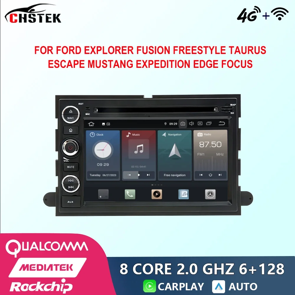 

CHSTEK Car Radio Android 12 For Ford Explorer Fusion Freestyle Taurus Escape Mustang Expedition Edge Focus Qualcomm DVD CarPlay