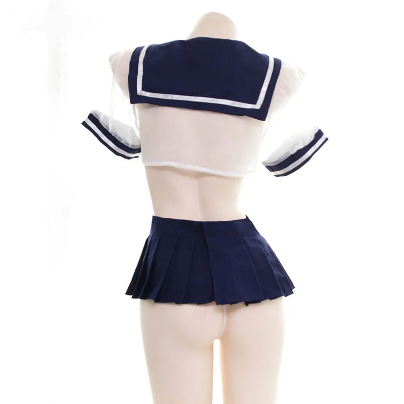 Women Sexy Cosplay Lingerie Set Plus Size School Girl Erotic Costume Sex Miniskirt Outfit See Through Short Top Kawaii Lingerie