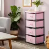 Pink 4 Drawer Storage Organizer Fabric Dresser Clothes Stand Versatile Unit Bedroom Nursery Living Room 4