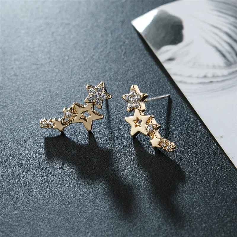 Mini Star Bar Stainless Steel Stud Earrings for Women Rose Gold Color Minimalist Korean Style Shiny CZ Versatile Jewelry Gift 4