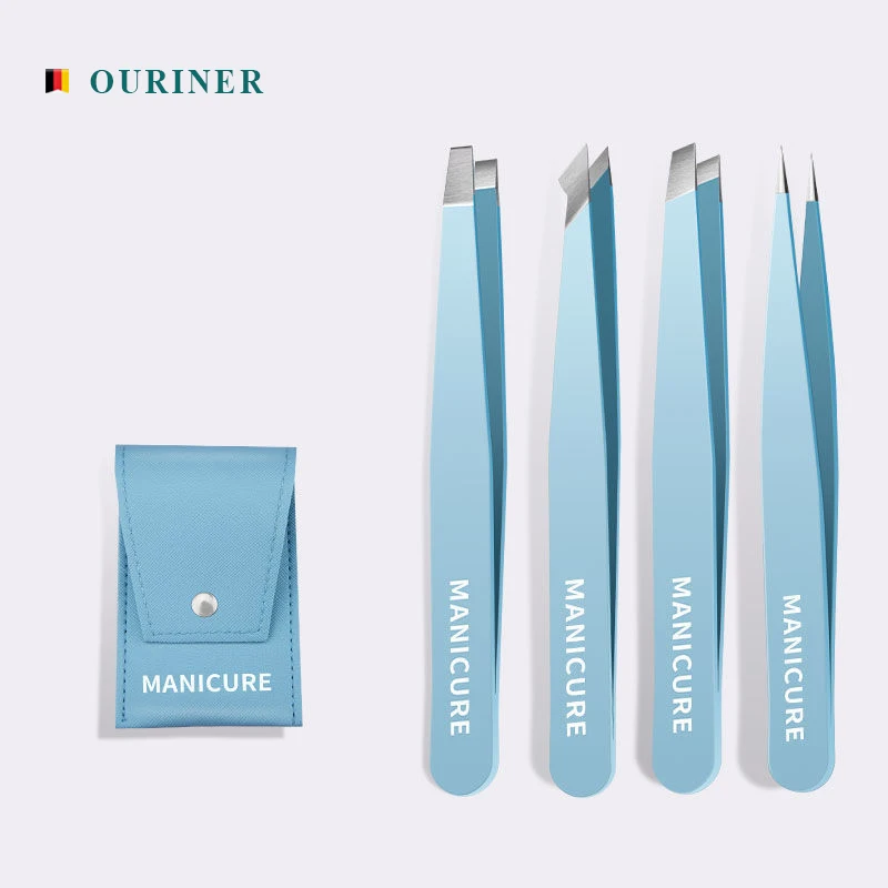 4Pcs Eyebrow Tweezer Colorful Hair Beauty Fine Hairs Puller Stainless Steel Slanted Brow Clips Removal Makeup Tools eyebrow tweezers