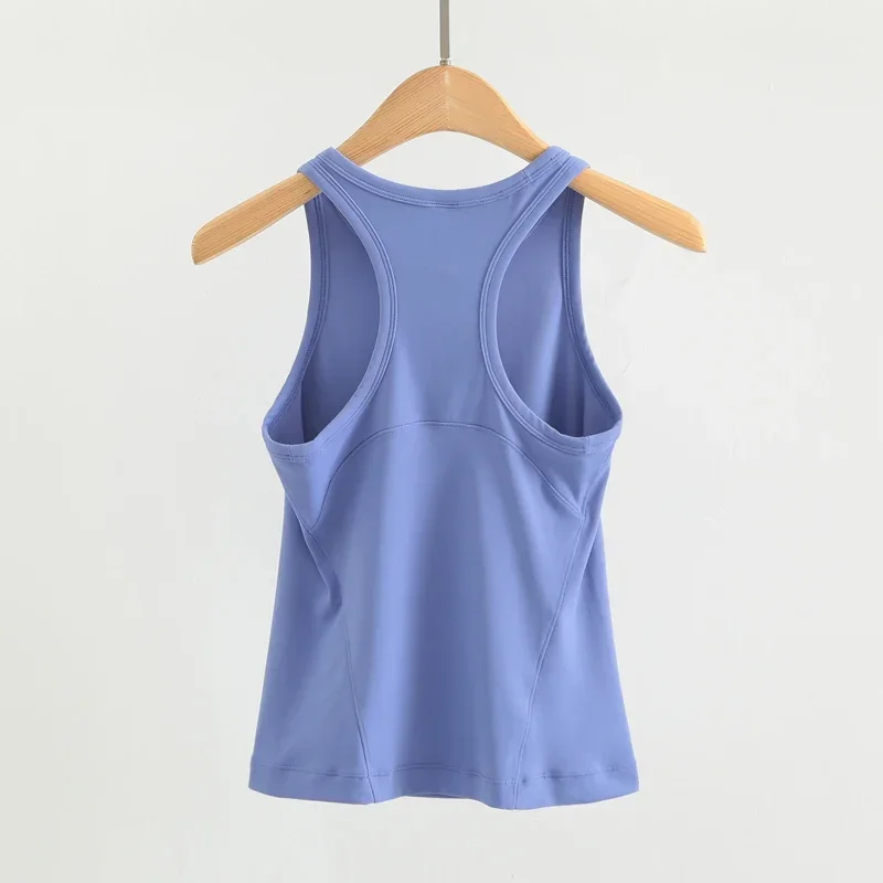 Women's Waist-Length Racerback Tank Top Buttery-soft Four-way Stretch Tight Fit Yoga Shirts Summer Breathable Sports Vest 5