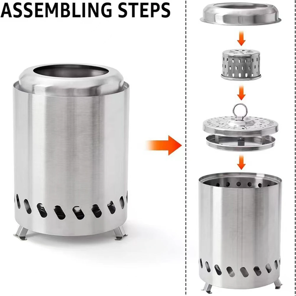 Mini Smokeless Stove Stainless Steel Burner Heater Tabletop Fire Pit Wood Burning Or Pellet Fueled Stove for Outdoor Camping BBQ 12 S6ec48fc35cb942529b4f75699d40d1afs