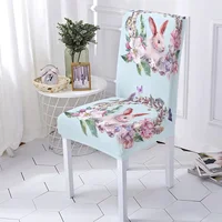 Easter Style Chair Cover Elastic Chairs Covers Rabbit Pattern Kitchen Seat Case Sretch Chair Cover For Banquet Home Stuhlbezug 2