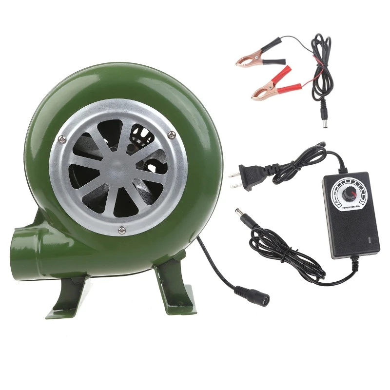 Electric Blower Fan BBQ Fan 100v 220v for Barbecue Mini Blacksmith Forges Blower 100-240V with Speed Adapter Metal Clip